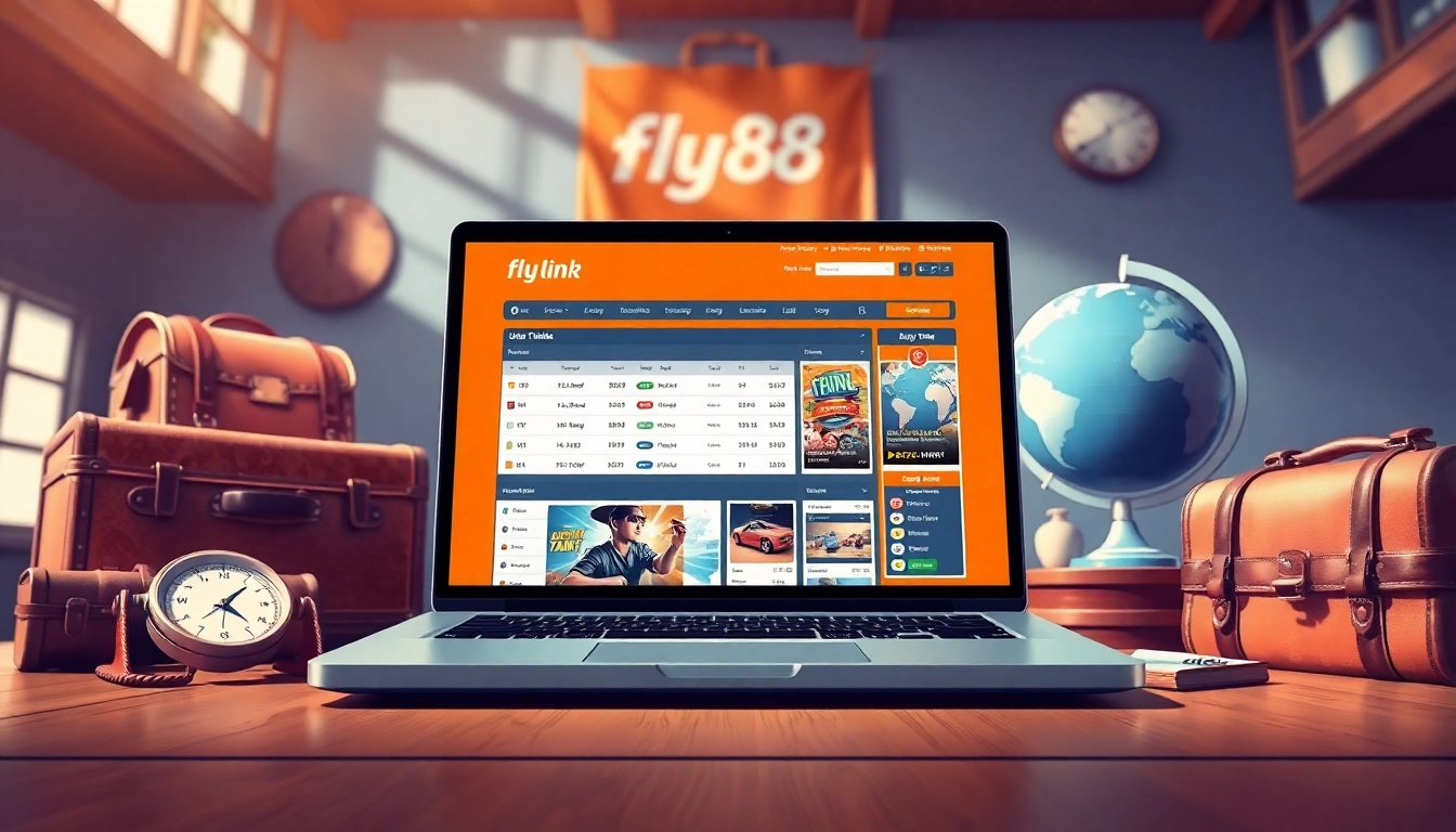 Explore the fly88 link on a modern online betting platform with aviation-themed props.