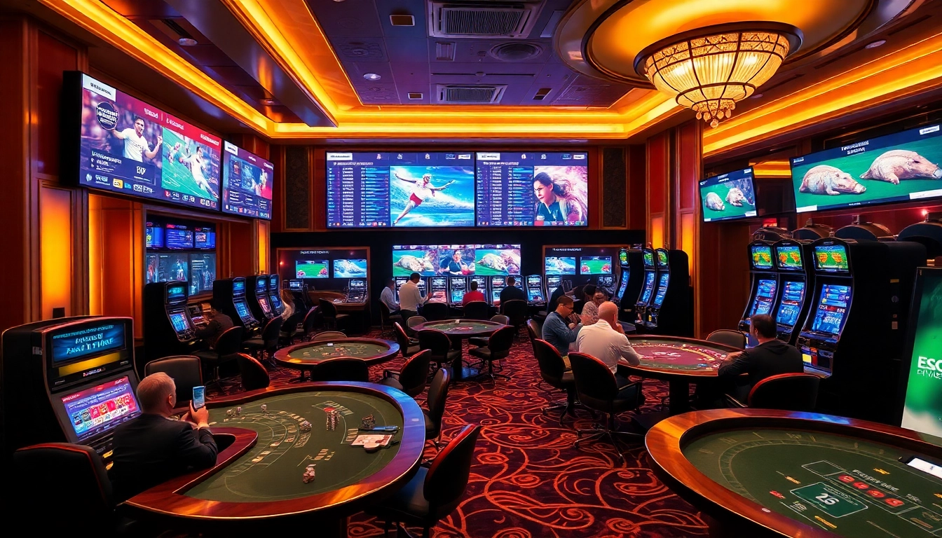 Scène palpitante de paris sportifs sur les sites de paris sportifs, avec des affichages de cotes numériques et des joueurs engagés.