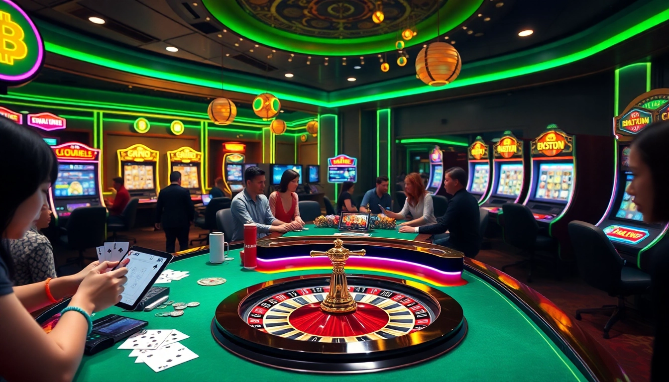 Experience the excitement of casino crypto en ligne with players engaging at a vibrant online gambling table.