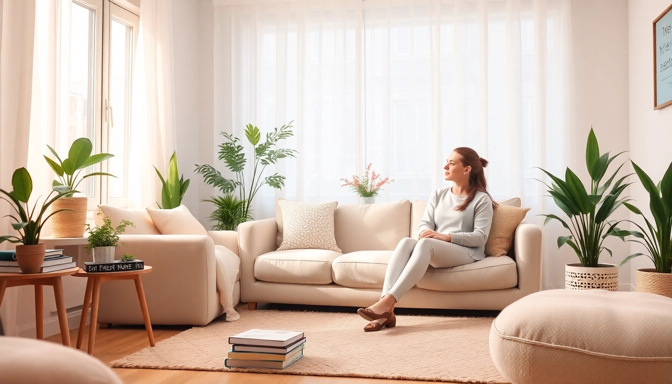 Understand depression symptoms through a serene therapy session with a calm therapist and client.